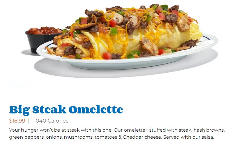 IHOP Omelettes Menu