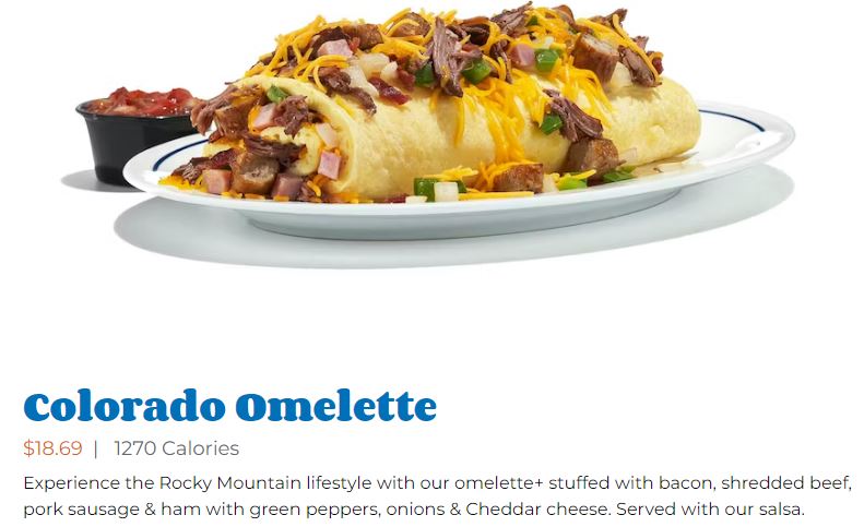 IHOP Omelettes Menu