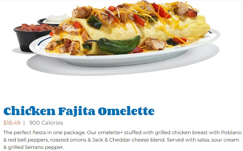 IHOP Omelettes Menu